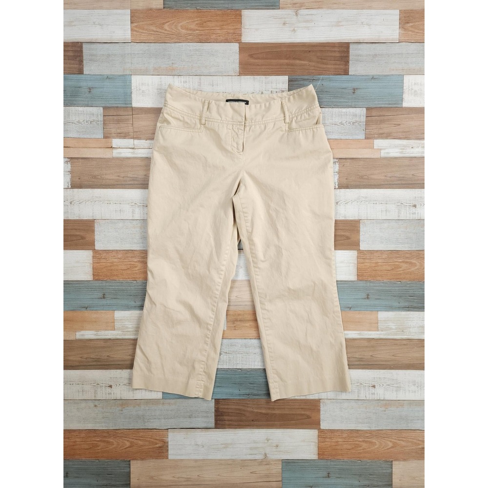 Express Design Studio Womens Tan Khaki Cropped Chino Pants Size 2 Mid Rise Strch